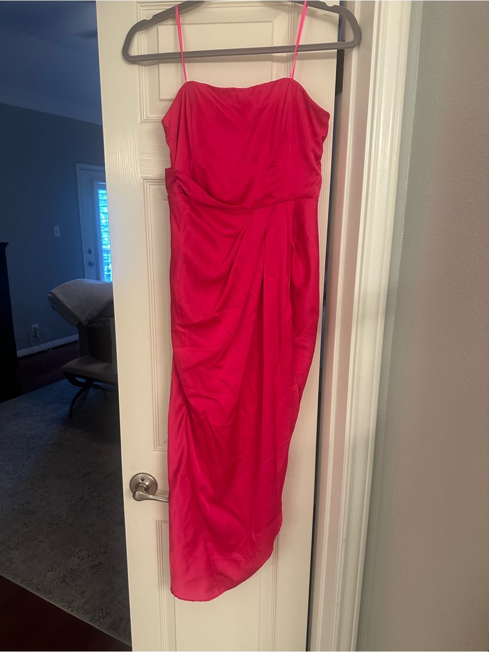 Hot pink silk cocktail dress